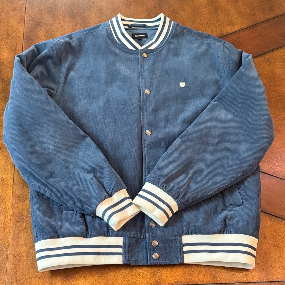 Brixton Navy Bomber Jacket with Cream Accents